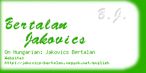 bertalan jakovics business card